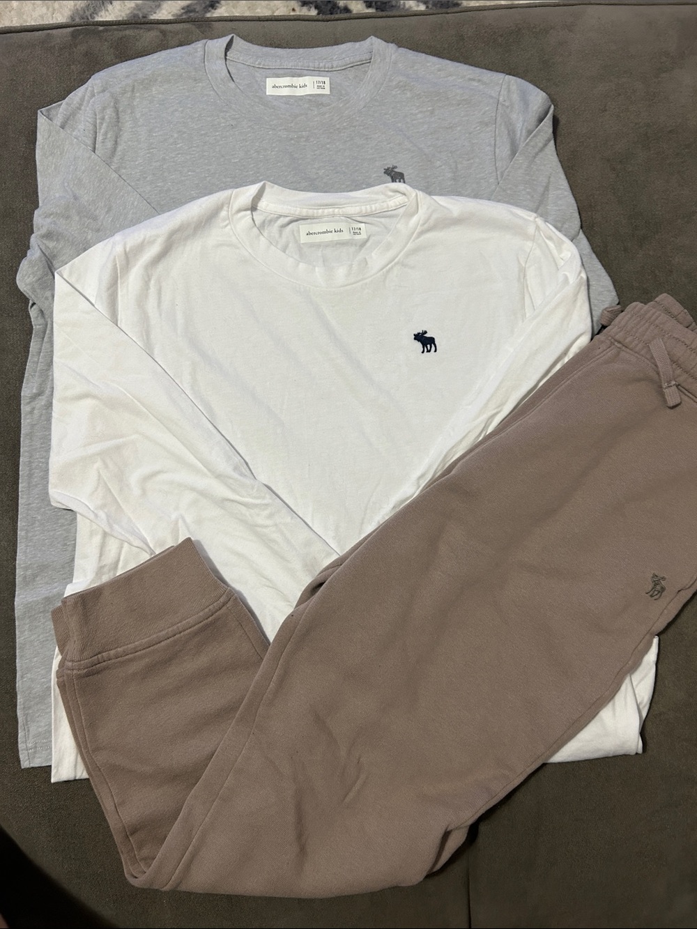 Abercrombie & Fitch Long Sleeve Tees in White and Light Gray
